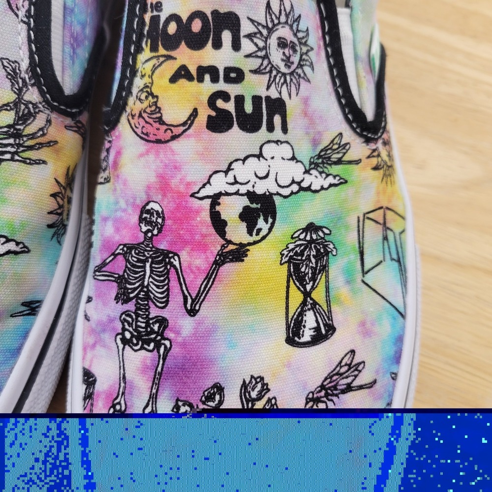 Vans Skate Slip On Shroom Doom Tie Dye Skeleton Shoes Mens 9.5 Psychedelic - Picture 6 of 14